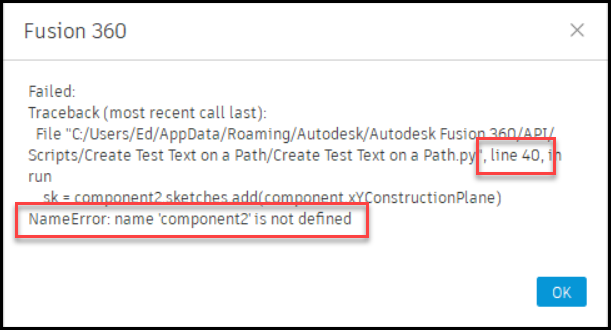 Fusion 360 Modal Error Message