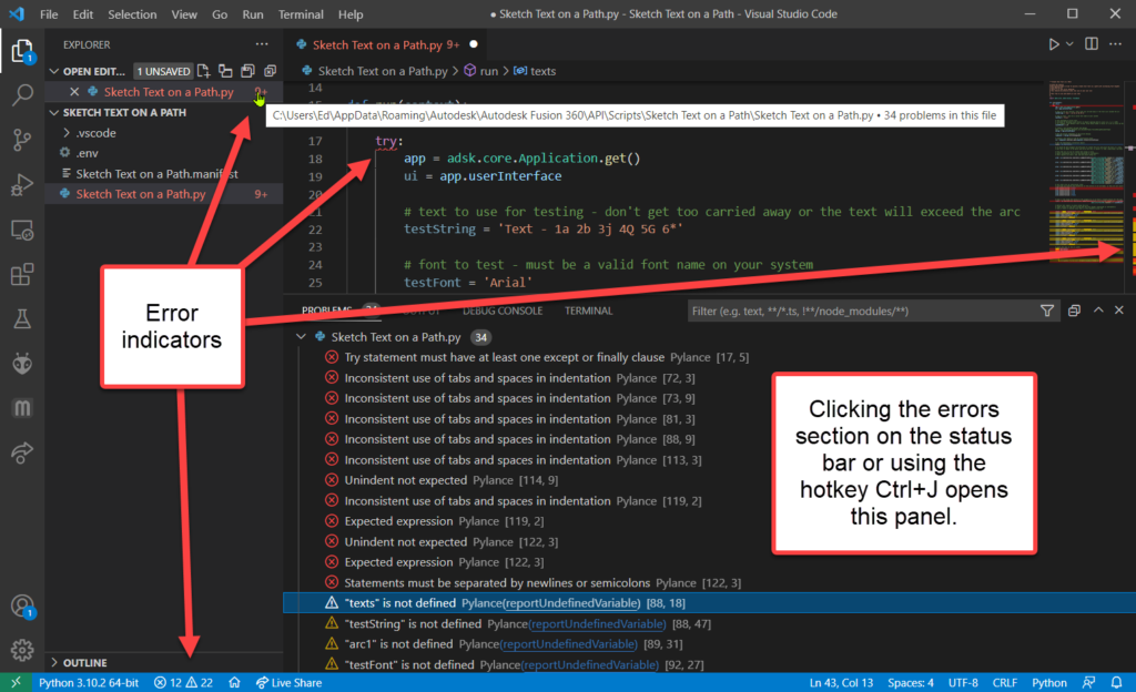 VS Code Python Errors